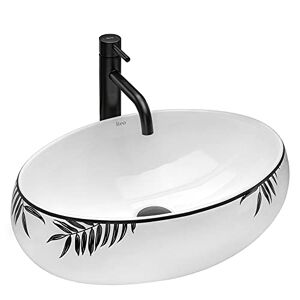 Rea Vasque à poser Shila Lavabo Salle de Bain 465 x 310 x 150 mm en Céramique (Blanc/noir) - Publicité