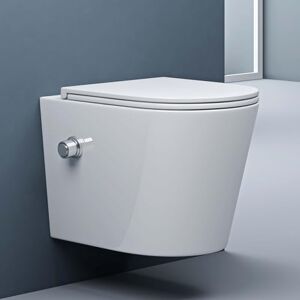 Sogood WC Suspendu Blanc Cuvette Céramique Toilette avec Fonction de Bidet Abattant Silencieux avec Frein de Chute Aix601 - Publicité