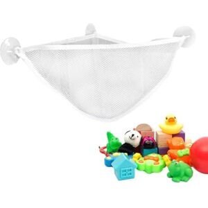 Organisateur de jouets de bain en maille, filet pour jouets de bain   Support de suspension d'angle pour sac de douche d'angle   Organisateur de rangement de jouets de baignoire, support de Suspension - Publicité