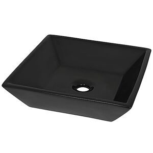 vidaXL Lavabo Céramique Carré Noir 41,5x41,5x12 cm Vasque Évier Salle de Bain - Publicité