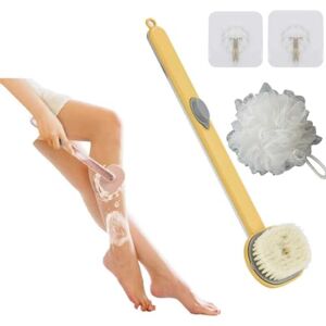 Feaolala Brosse pour le corps avec éponge de bain et crochet sans traces, long manche, brosse de nettoyage de bain avec distributeur de savon en mousse One Touch Brosse de douche confortable pour nettoyer la - Publicité