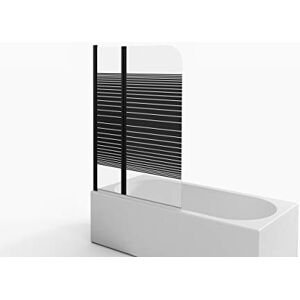 MARWELL BWF250 Tête de Baignoire 100 x 140 cm 2 pièces Pliables-Verre de sécurité à Une vitre de 4 mm d'épaisseur, Noir Mat - Publicité