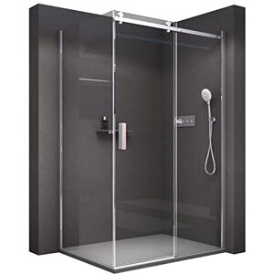 BERNSTEIN Cabine de douche avec porte coulissante 120x80 cm Paroi de douche NT806 FLEX 8mm ESG verre clair nano enduit Douche d'angle en verre véritable, couleur du profil : chrome - Publicité