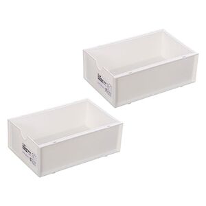 Zerodeko Boîte De 2 Pièces Boîte De Rangement Bacs Empilables En Plastique Récipient Divers Bacs De Rangement Empilables Tiroirs De Rangement Clairs Pupitre Bijoux Pp Blanche Bureau - Publicité