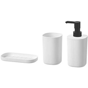 IKEA Storavan 704.290.03   Accessoires Salle de Bain, Premium, 3 Pièces, Plastique, Blanc   1 x Distributeur de Savon   1 x Porte Brosse a Dents   1 x Porte Savon - Publicité