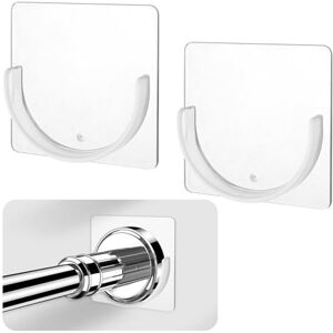 Mabor Lot de 2 supports de tringle à rideau de douche pour mur,  adhésif pour salle de bain, cuisine, support transparent pour mur (tringle à rideau de douche non incluse) - Publicité