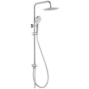 Ibergrif M20706 Colonne de Douche sans Mitigeur, avec Flexible, Tête, Douchette, Support, Chromé, Argent - Publicité