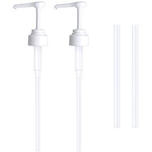 Houdao Lot de 2 Pompe doseuse bidon 5 litres Bouteille Pompe Vide, réutilisables Flacon Pompe Vide Plastique Remplacement de 38 cm pour contenants d'assaisonnement de Liquide de Salle de Bain(Blanc) - Publicité