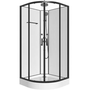 Unique Cabine de douche hydromassante en fibre de bambou Noir mat L80 x l80 x H225 cm ZALIFA - Publicité