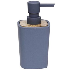 TENDANCE Distributeur de Savon Rubber de 380 ML en ABS et Bambou Gris, Ø 8 x 11 cm - Publicité