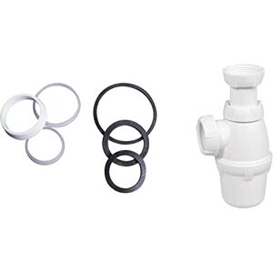 Wirquin 39370003 Assortiment de Joint de Siphon, Blanc et Noir & 30720395 30720395-Siphon de lavabo réglable en Hauteur, Blanc - Publicité