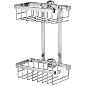 Tesa ® Aluxx double panier de douche, finition brillante aluminium chromé, adhésif, technologie sans percer, 105 mm x 180 mm x 262 mm - Publicité