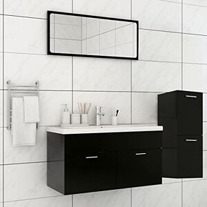 RAUGAJ Ensemble de meubles de salle de bain en bois noir - Publicité