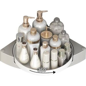 Mannicix Etagère de Douche d'angle sans Perçage 360° Rotation Etagères Douche Etagere Rangement Accessoire Salle De Bain Organisateur - Publicité