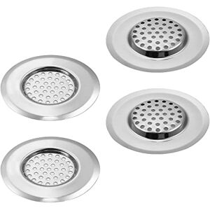 MroMax Lot de 4 passoires d'évier en acier inoxydable 201 de 80 mm de diamètre pour évier de cuisine, bassin de baignoire, filtre en maille argenté - Publicité