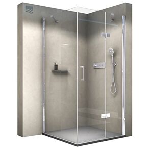 BERNSTEIN Paroi de douche verre Cabine de douche intégrale Parre douche angle avec porte battante Toutes largeurs dispo Etanche, Profilé aluminium, Nano-revêtement, Poignée acier inox DX403 - Publicité