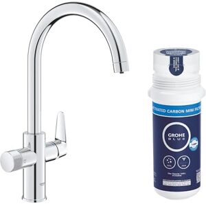 Grohe Blue Pure StartCurve, Kit de démarrage Eau Filtrée, Robinet de Cuisine avec Système de Filtration et Filtre Charbon Compact, Chromé, 30593000 - Publicité