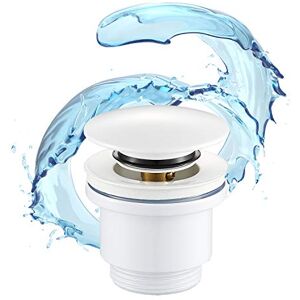 STARBATH PLUS Bonde d'évier universelle Valve Click Clack blanc brillant Compatible avec le trop-plein et le non-retour Idéal pour les salles de bains et les blanchisseries - Publicité