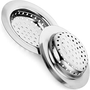 LBTrading Filtres à évier en Acier Inoxydable, protecteurs d'évacuation d'évacuation Filtre Lavabo 11 cm écran Panier avec poignée pour Cuisine de Douche de Salle de Bain 2 pcs - Publicité