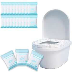 YUEnAttente Housse de Siège de Toilette Portable, 20 Couvre Siège WC jetable Protege Siège de Toilette à 2 Couches pour Voyage Camping Toilettes Publiques Emballée Individuellement - Publicité