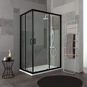 Kiamami Valentina Cabine de douche 80x100 h 190 profilé noir mat verre clair   City - Publicité