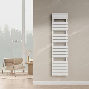 Neuhaus [neu.haus] Radiateur Sèche-Serviettes Chauffage à Lames Plates pour Salle de Bain Porte-Serviettes Mural Chauffant à l'eau Chaude 720 W Acier 160 x 40 cm Blanc - Publicité