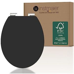 instmaier Siège de WC noir mat   Siège de toilettes avec abaissement automatique   Couvercle de toilettes en bois MDF   testé durable avec certification FSC   lunette de toilettes facile d'entretien - Publicité