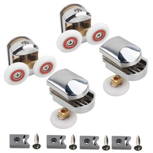 Cokritsm 25mm Roulettes Doubles pour Porte de Douche, 4pcs Rouleau de Porte de Douche Dans Portes de Douche, Roulette Porte Coulissante Douche pour Trou de Verre de 4-8mm - Publicité