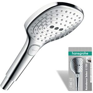 Hansgrohe Raindance Select E Pommeau de douche 3 types de jet, Douchette à main carré (diamètre 120 mm), Chromé - Publicité