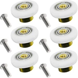 Linwnil Lot de 6 roulettes pour porte de douche Diamètre : 19 mm x 5 mm Coulissantes lisses et silencieuses Pièces de rechange faciles pour glissières de porte en verre (φ19 mm) - Publicité