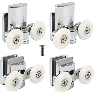 Keyohome 4PCS Roulettes pour Porte de Douche Rouleau Roue 2 Roulettes en Bas 2 Roulettes en Haut pour Porte Coulissante Porte Douche de Salle de Bain en Alliage de Zinc 23mm - Publicité