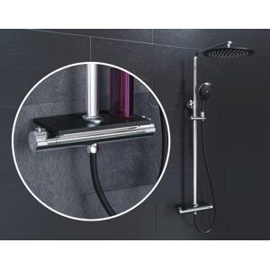 EISL DX1103CST Grande Vita Système Thermostat et Plateau, Effet Pluie avec Support Mural (également pour Les Trous existants), Colonne Robinet de Douche en kit, Noir, B x H x T ca. 267 x 1180 x 530 mm - Publicité