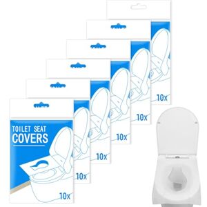 Sughug 60 Pièces Protège Cuvette WC Jetable, Housse de Siège de Toilette en Papier Biodégradable, Protection de Toilette Portable Jetable, Emballage Individuel, pour Hôtel, Salle de Bains, Toilette Publique - Publicité