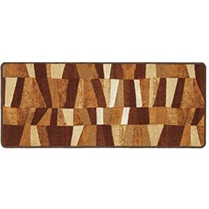 Baroni Home Tapis de Cuisine avec Fond Antidérapant, Tapis Long Facile à Laver en Fibre de Polyamide, Tapis de Salle de Bain et Couloir, Tapis Coloré Devant Evier, Marron Géométrique, 57x140 cm - Publicité