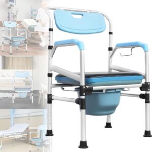 Kcolic Chaise D'aisance Pliable pour Personnes Âgées, Chaise De Chevet Robuste, Chaise De Douche Supplémentaire, Chaise D'aisance, Chaise De Douche Réglable en Hauteur pour Patients - Publicité