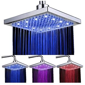 DELIPOP DAXGD Pommeau de Douche Led, 8 pouces Carre Contrôle de la Température, 3 Changement de Couleur ABS Chrome Terminé, 12pcs Led Pommeau de Douche pour la Salle de bain - Publicité