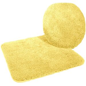 Kinzler J-10053/06 Ensemble de Bain en Microfibre 2 pièces Housse d'abattant WC 47 x 50 cm Tapis de WC sans découpe 50 x 55 cm Jaune - Publicité