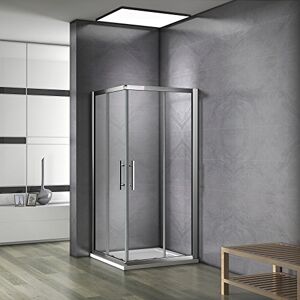 AICA Porte de douche coulissante 90x76x185 cm Cabine de douche accès d'angle verre sécurit - Publicité