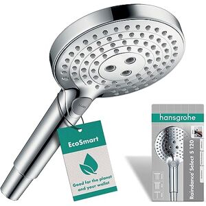 Hansgrohe Raindance Select S Pommeau de douche économie d'eau avec 9 l/min (EcoSmart), Douchette à main avec 3 types de jet, Douchette ronde (diamètre 125 mm), Chromé - Publicité