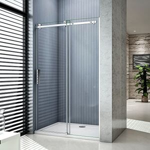 AICA Porte de douche coulissante 160x195cm,installation en niche 8mm verre trempé, vitrification NANO, anticalcair - Publicité