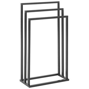 Beliani Porte-serviettes 45 x 84 cm noir et bois fonce