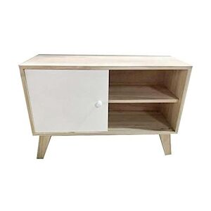 King Home Cabinet 70x25x49h cm Naturel et blanc