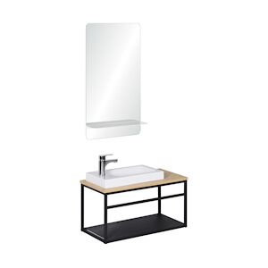 Meuble lave-mains WILO vasque blanche + robinet chrome + miroir