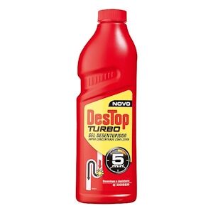 DESTOP Turbo Gel javel d'1 litre debouche et desinfecte, formule concentree