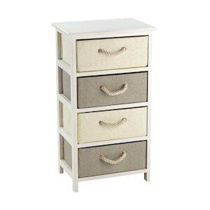 King Home Commode avec poignées en corde 40x30x74h cm Blanc et Tourterelle