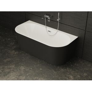 SPALINA Baignoire semi-îlot Murale NAOS Noire L. 170 x l. 80 cm,