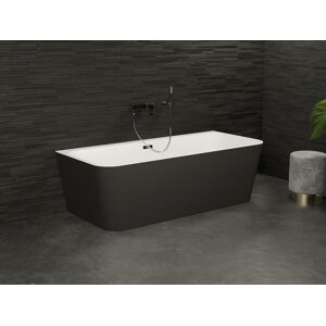 SPALINA Baignoire semi-îlot Murale MINT 180 Noire L. 180 x l. 81 cm,