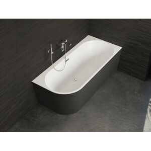 Baignoire semi-îlot murale CAPRI Noire Mate Droite 170x76cm,