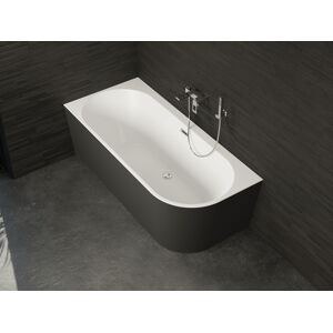 SPALINA Baignoire semi-îlot Murale CAPRI 160 Gauche Noire L. 160 x l. 76 cm,