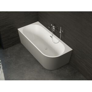 SPALINA Baignoire semi-îlot Murale CAPRI 160 Gauche Grise L. 160 x l. 76 cm,